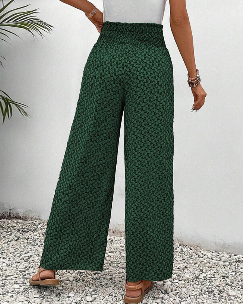 Pantalon Large à Imprimé Géométrique pour Femmes