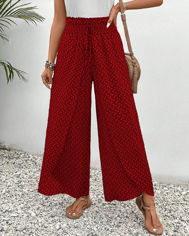 Pantalon Large à Imprimé Géométrique pour Femmes