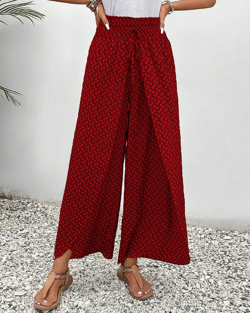 Pantalon Large à Imprimé Géométrique pour Femmes