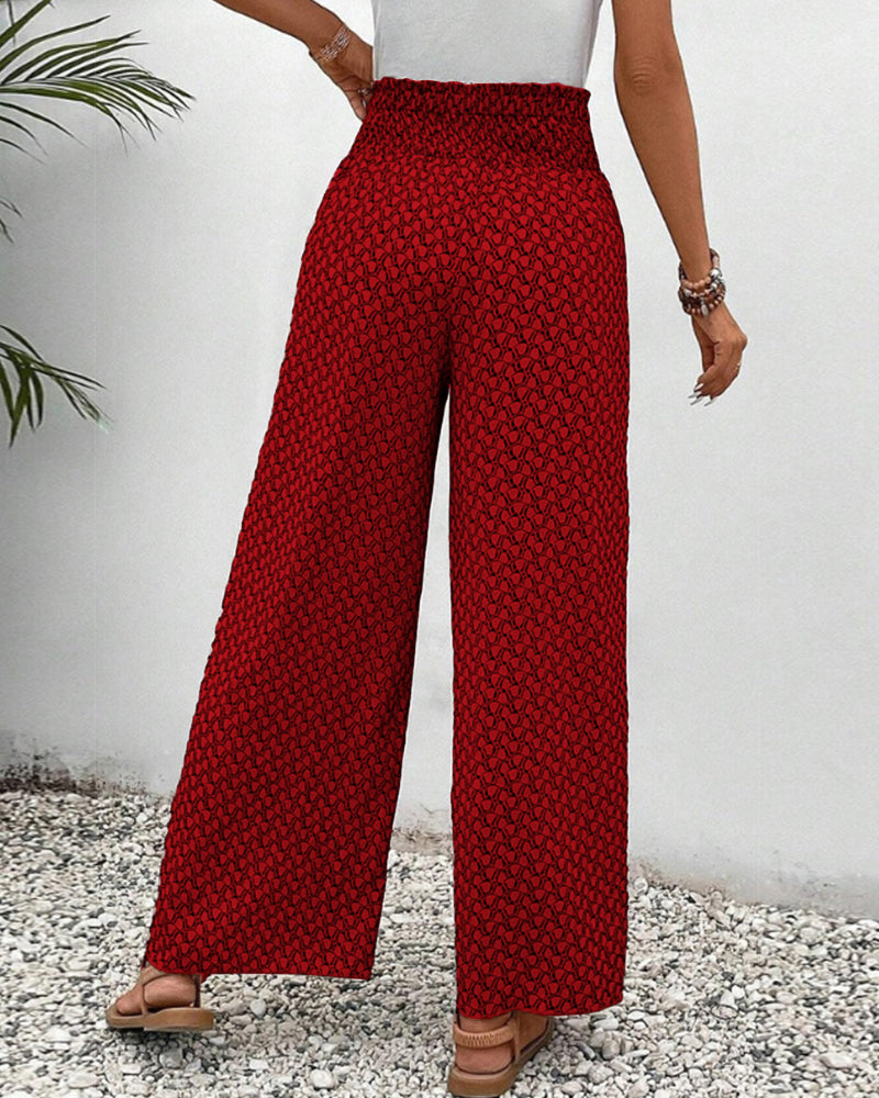 Pantalon Large à Imprimé Géométrique pour Femmes