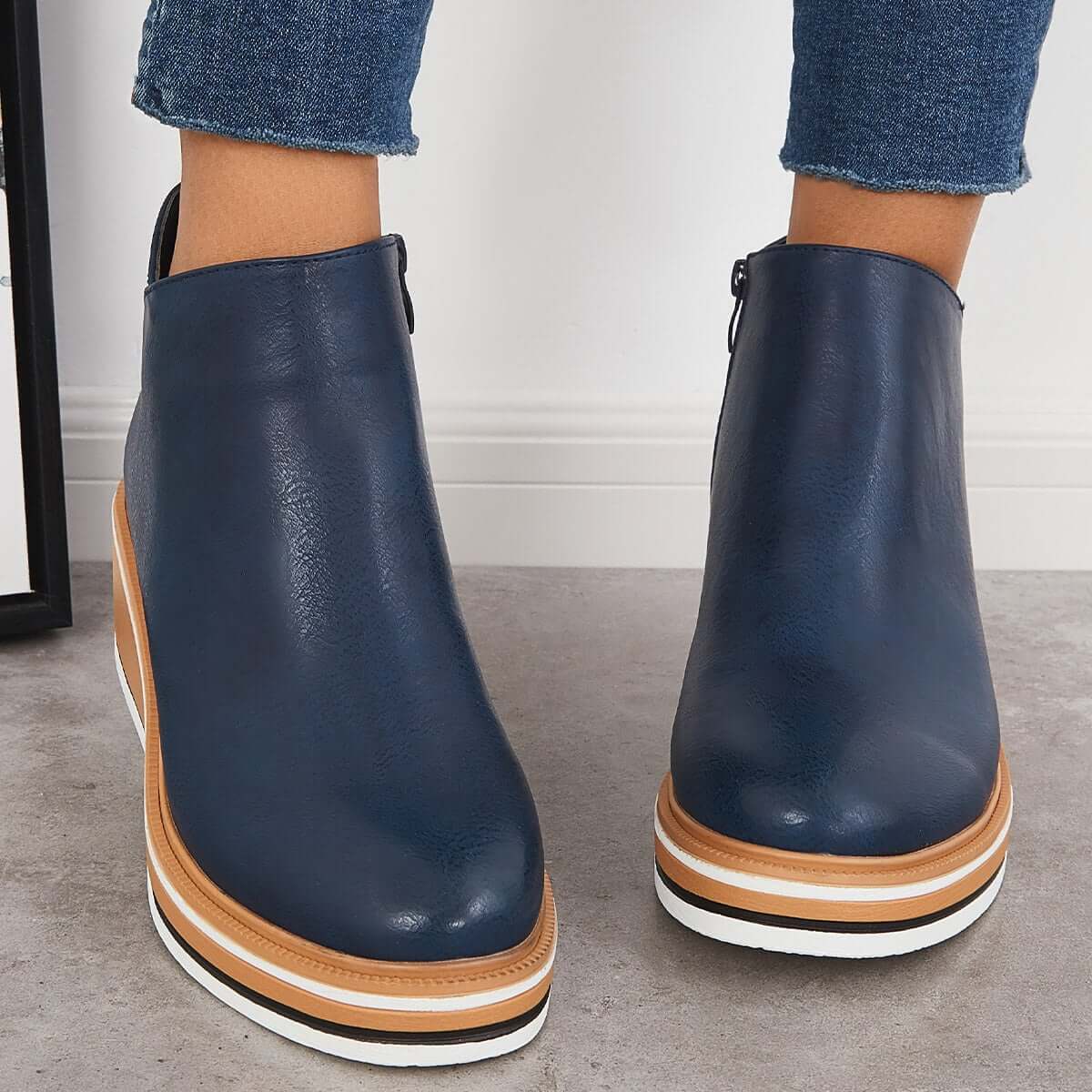Bottines Élégantes avec Zipper pour Femmes