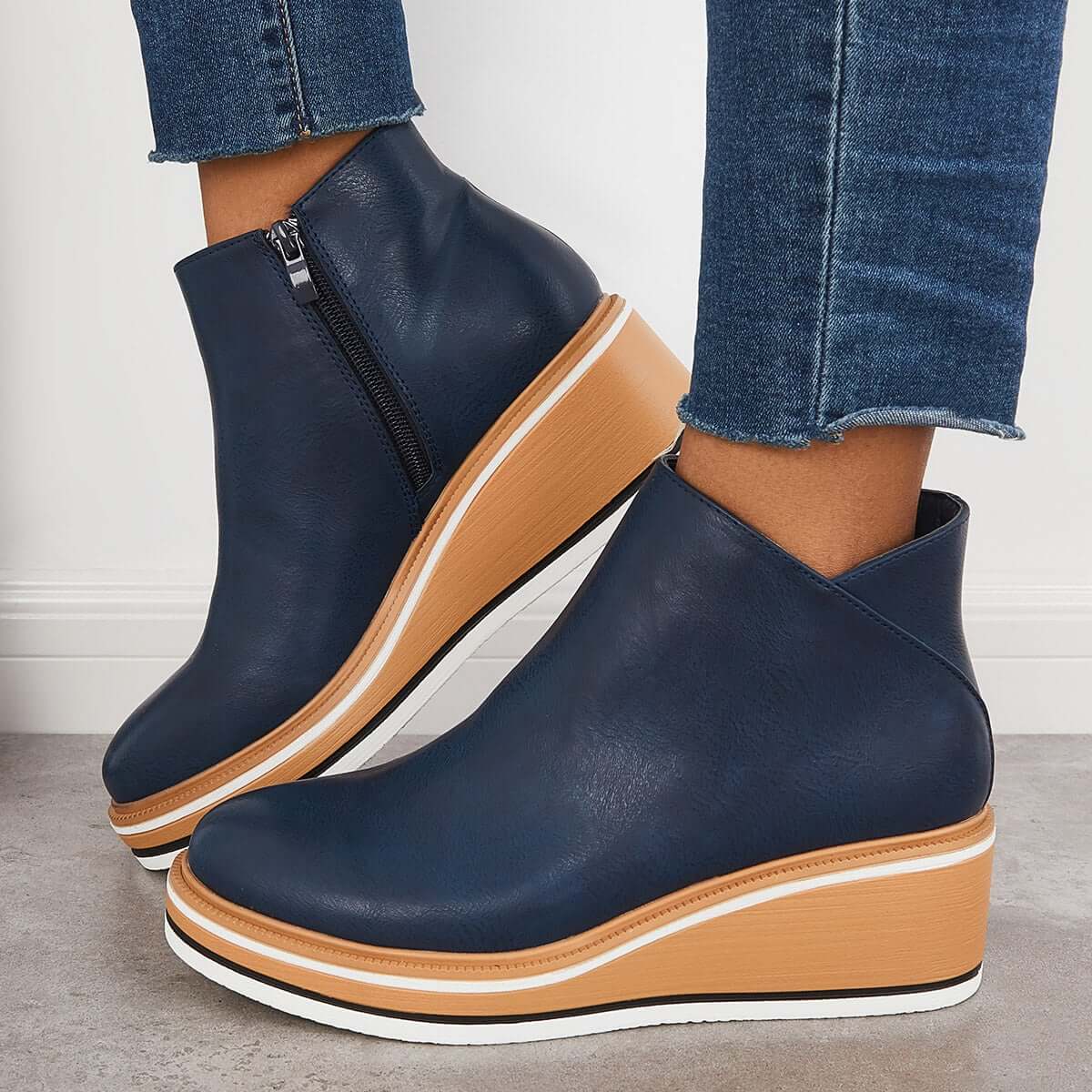 Bottines Élégantes avec Zipper pour Femmes