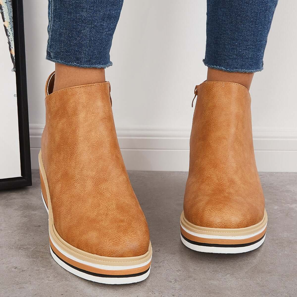 Bottines Élégantes avec Zipper pour Femmes