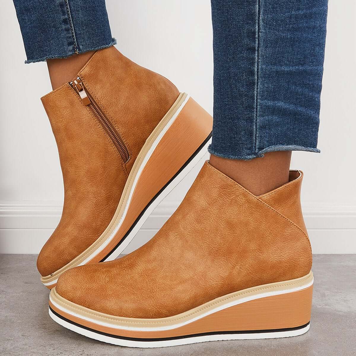 Bottines Élégantes avec Zipper pour Femmes