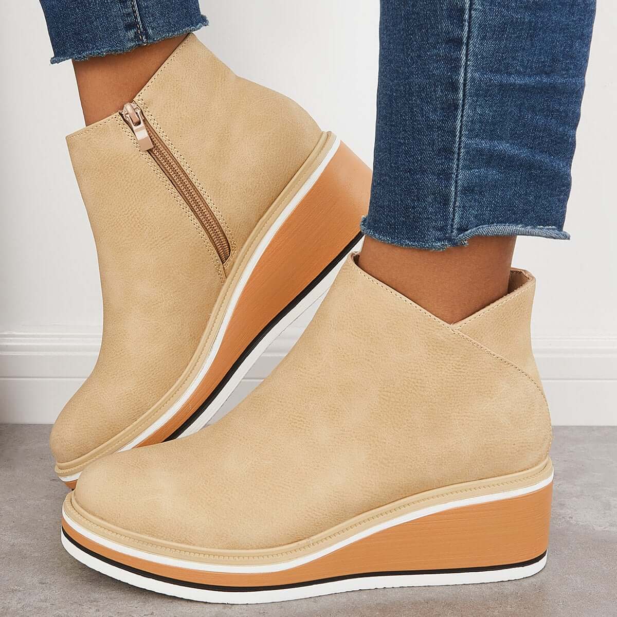 Bottines Élégantes avec Zipper pour Femmes