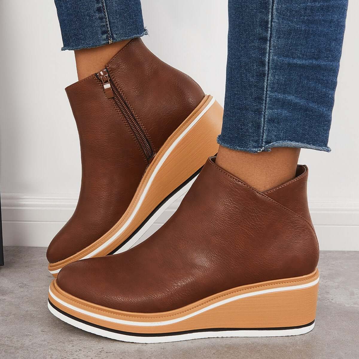 Bottines Élégantes avec Zipper pour Femmes