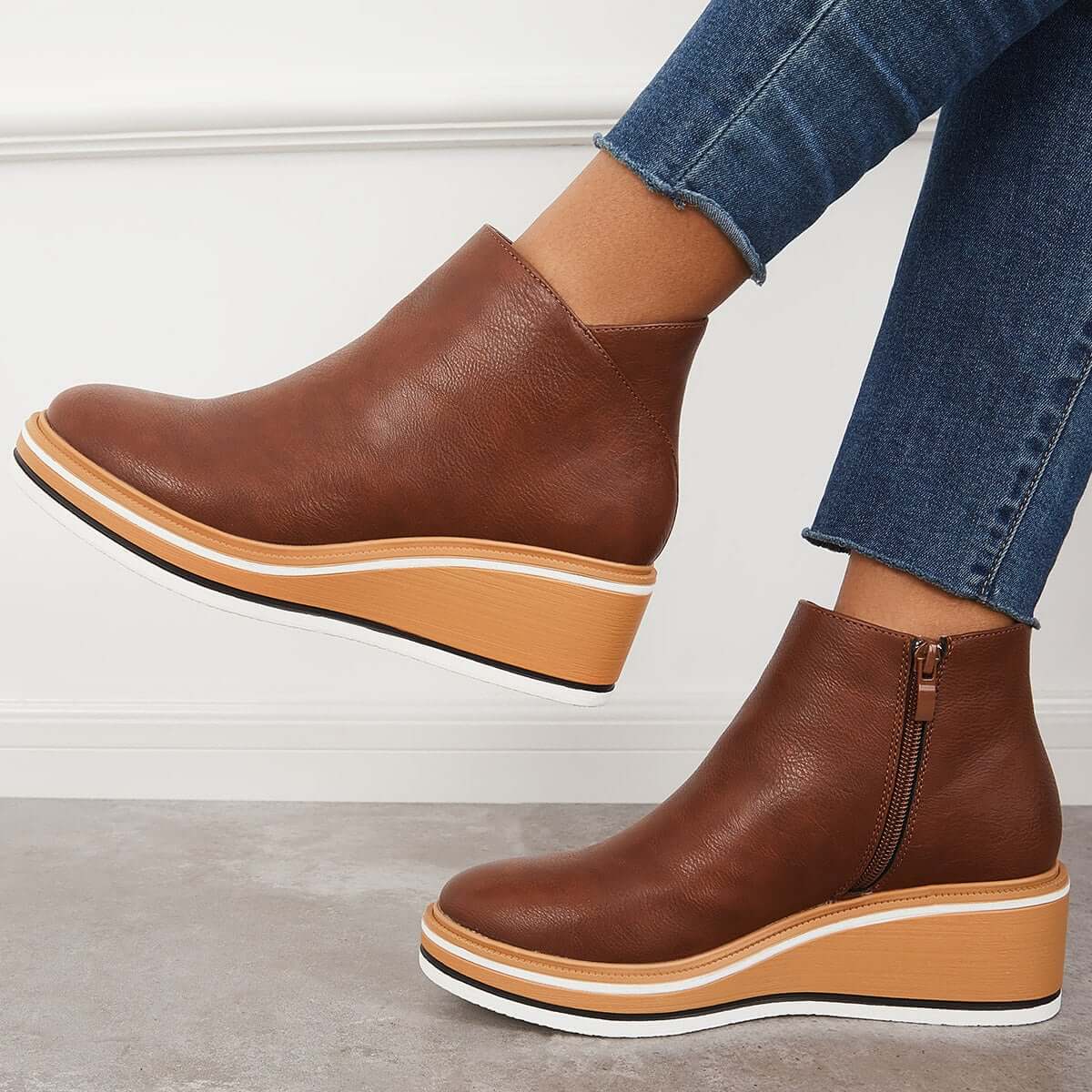 Bottines Élégantes avec Zipper pour Femmes