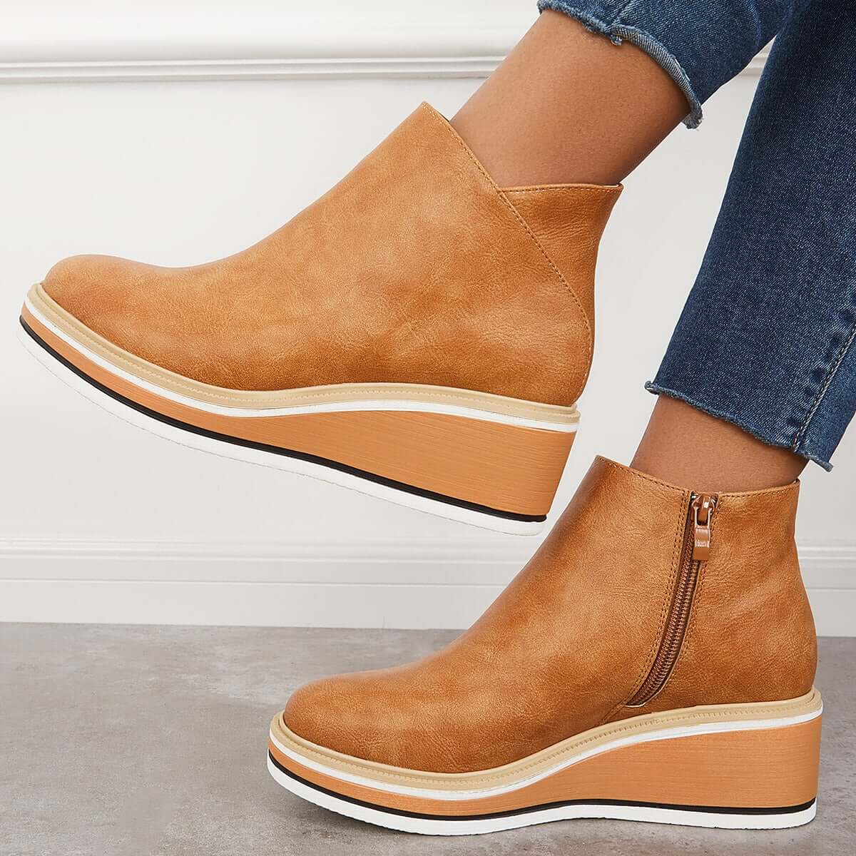 Bottines Élégantes avec Zipper pour Femmes