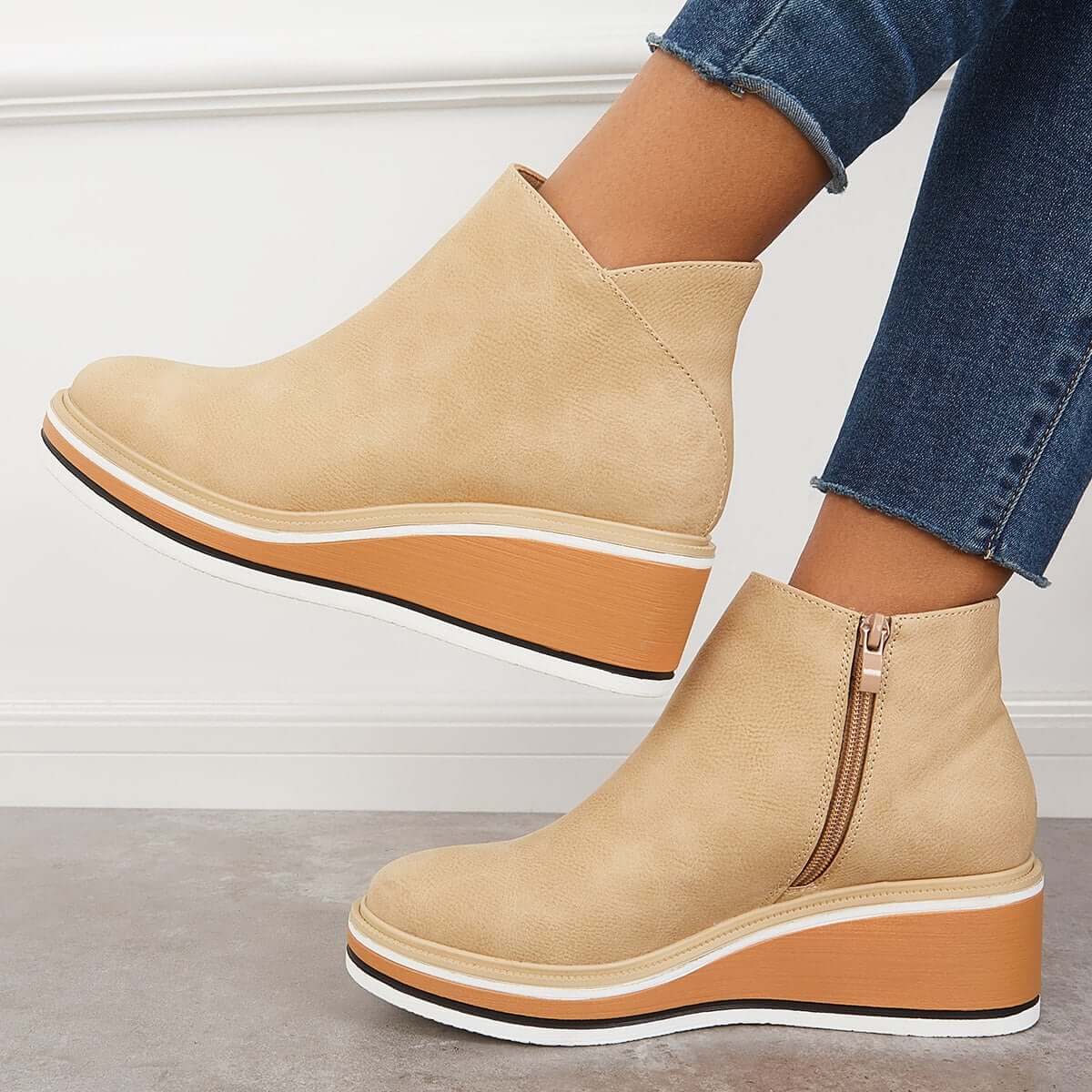Bottines Élégantes avec Zipper pour Femmes