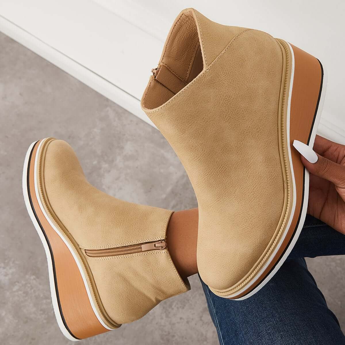 Bottines Élégantes avec Zipper pour Femmes
