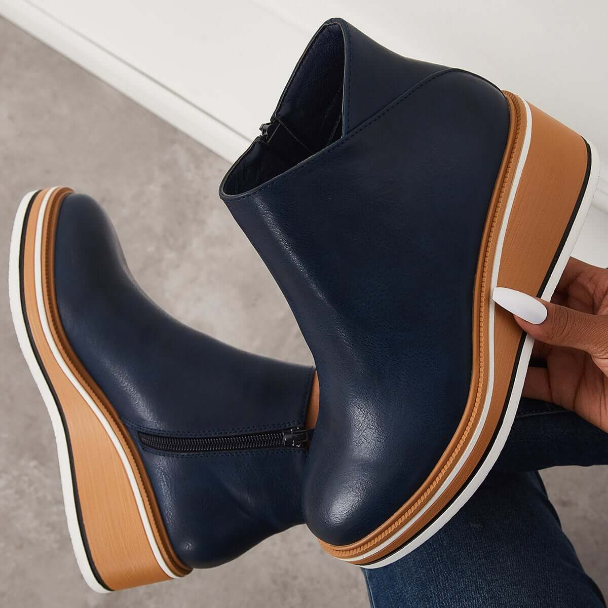 Bottines Élégantes avec Zipper pour Femmes