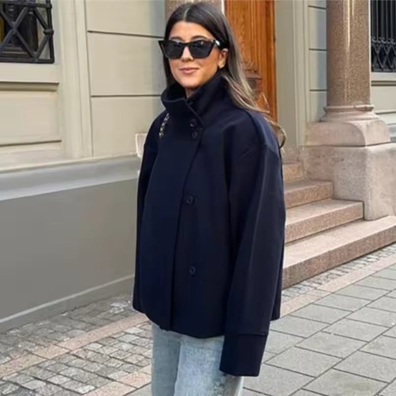 Chic Veste Courte Boutonnée pour Femmes