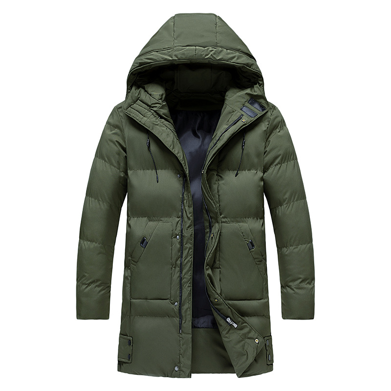 Parka Élégante Mi-Longue avec Capuche pour Hommes