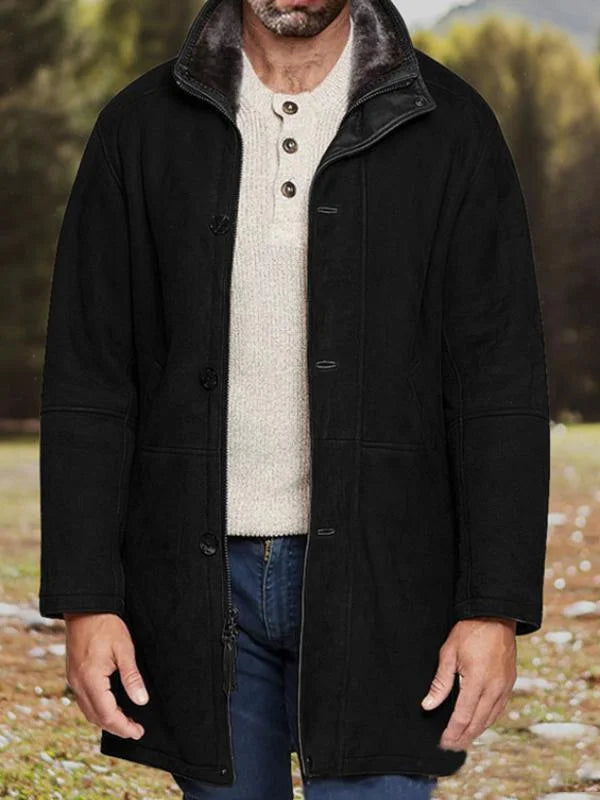 Veste d'hiver longue en peluche imperméable pour hommes