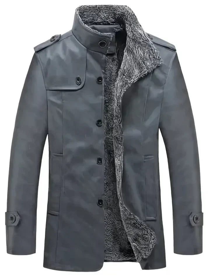 Veste en cuir avec doublure en polaire pour hommes