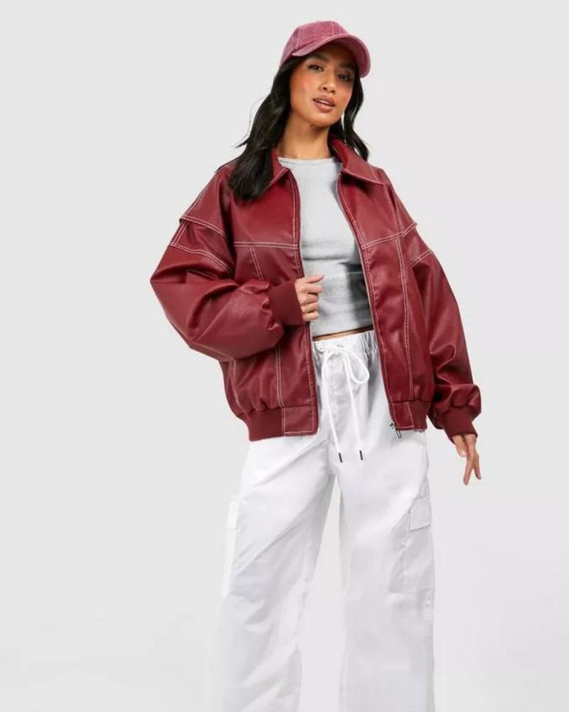 Veste bomber en cuir chic pour femmes