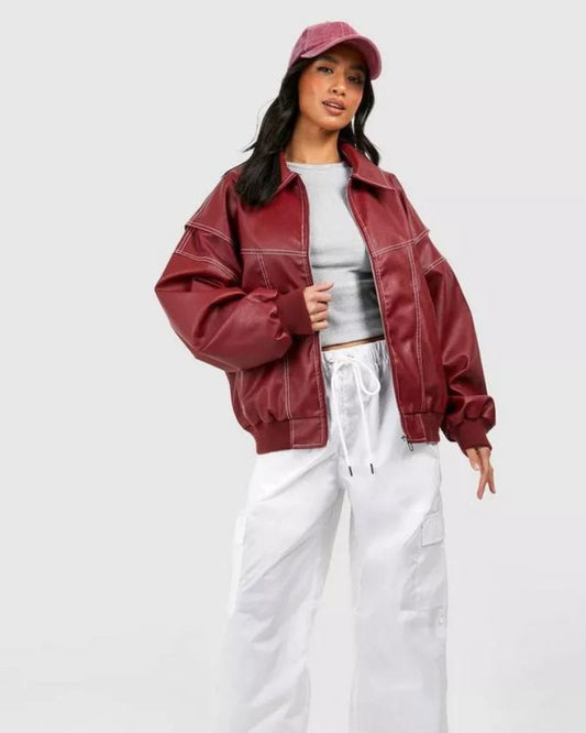 Veste bomber en cuir chic pour femmes