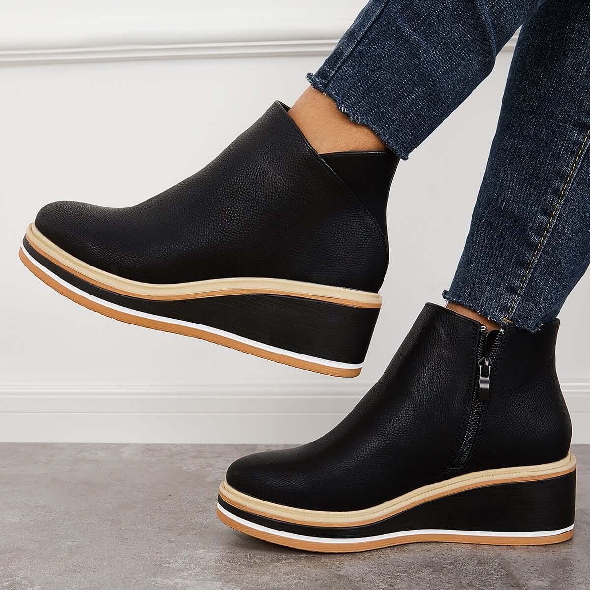 Bottines Élégantes avec Zipper pour Femmes