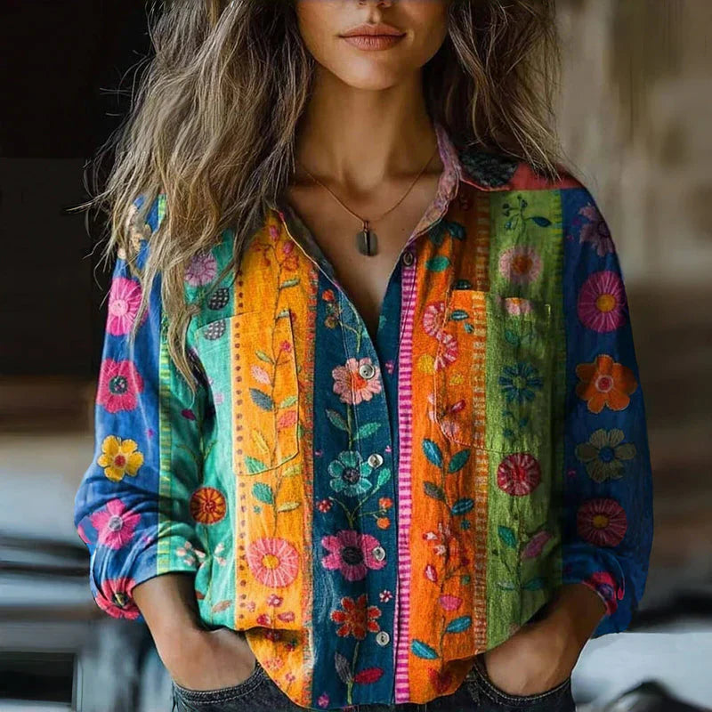 Chemise à manches longues avec col classique et motif à effet progressif