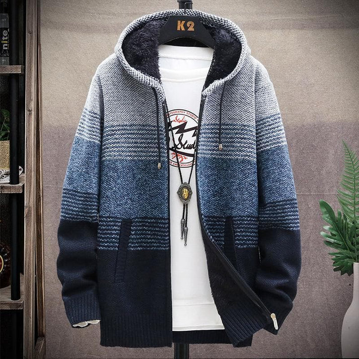 Cardigan long chaud avec capuche pour hommes