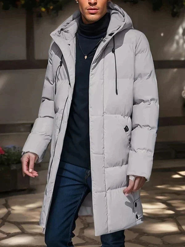 Parka Élégante Mi-Longue avec Capuche pour Hommes