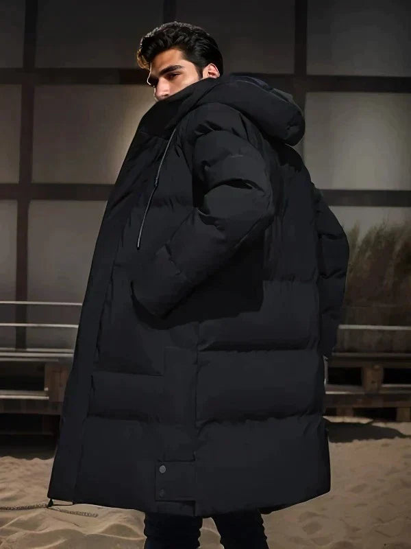 Parka Élégante Mi-Longue avec Capuche pour Hommes