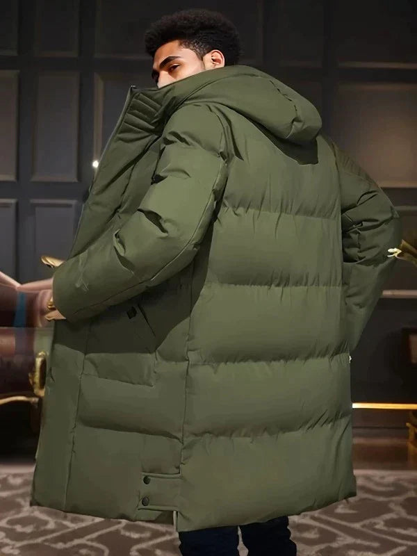 Parka Élégante Mi-Longue avec Capuche pour Hommes