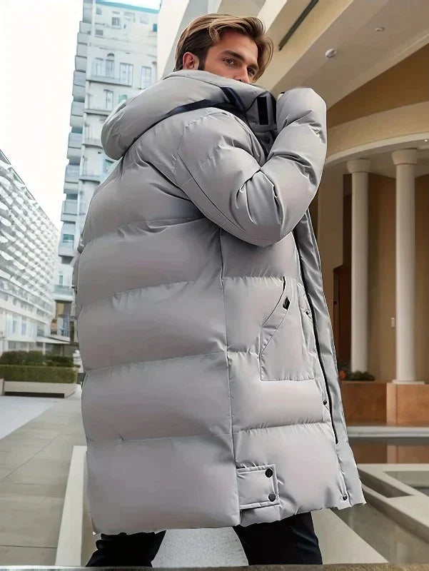 Parka Élégante Mi-Longue avec Capuche pour Hommes