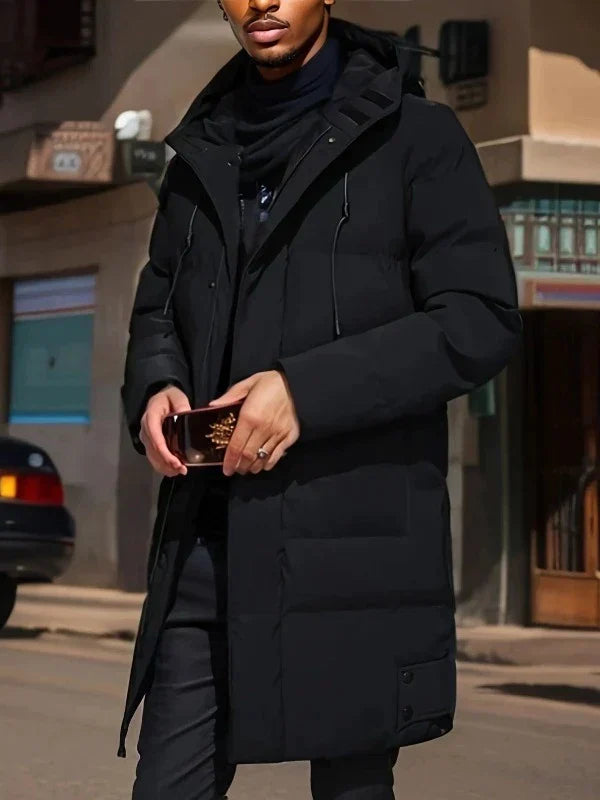 Parka Élégante Mi-Longue avec Capuche pour Hommes