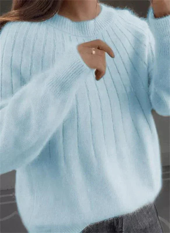 Pull Douillet à Manches Longues en Tricot pour Femmes