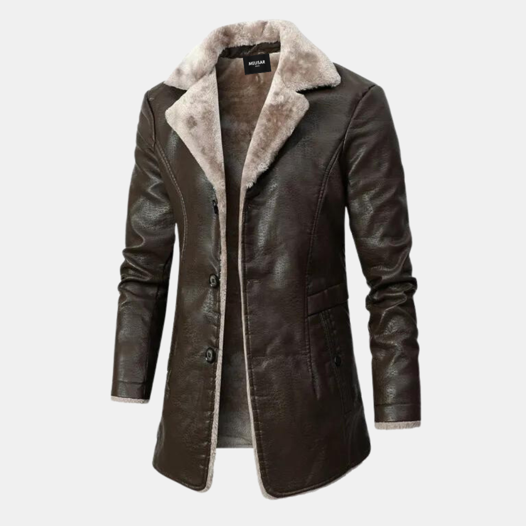 Manteau en cuir d'hiver pour hommes