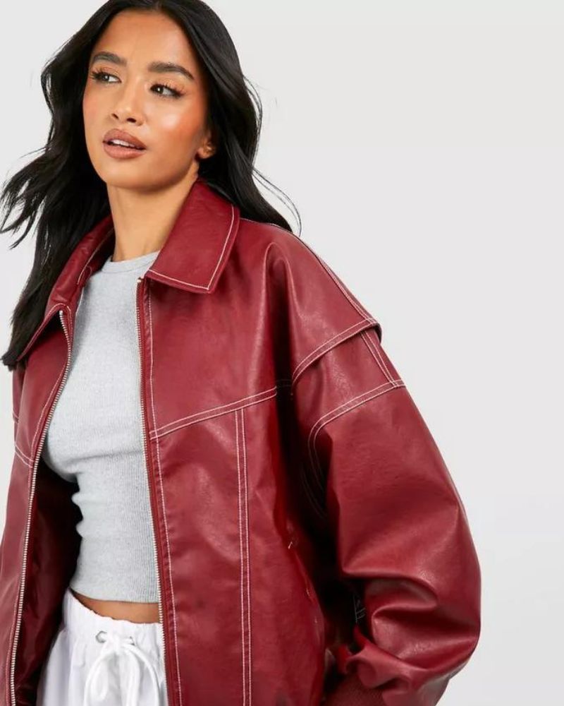 Veste bomber en cuir chic pour femmes