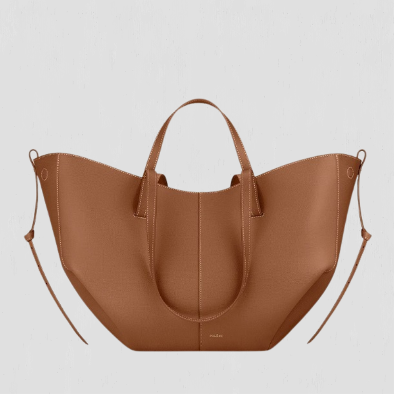 Sac Fourre-Tout Sculpté avec Côtés Plissés en Cuir pour Femmes