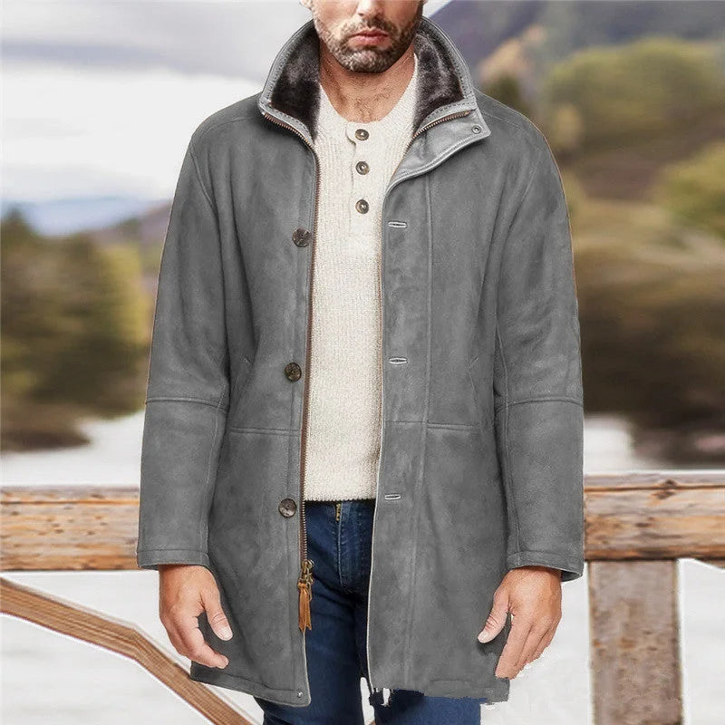 Veste d'hiver longue en peluche imperméable pour hommes