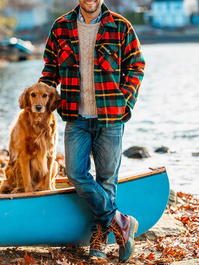 Veste d'hiver à carreaux multicolores pour hommes