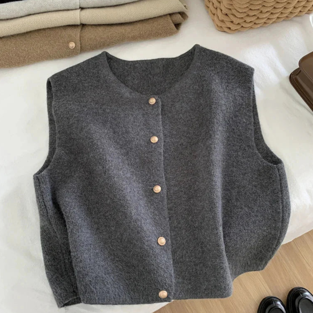 Chic Gilet sans Manches à Boutons pour Femmes