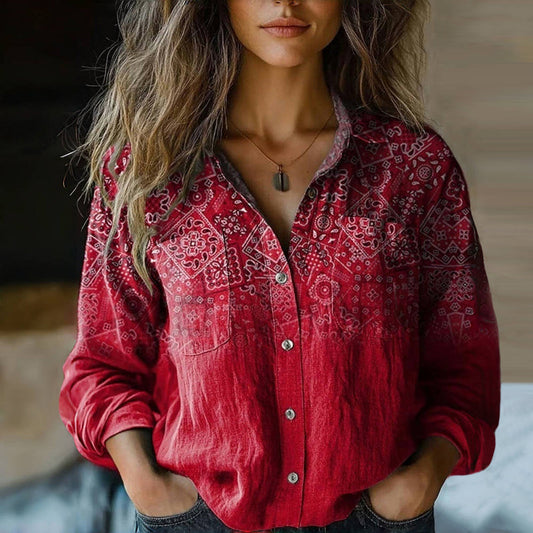 Chemise à manches longues avec col classique et motif à effet progressif