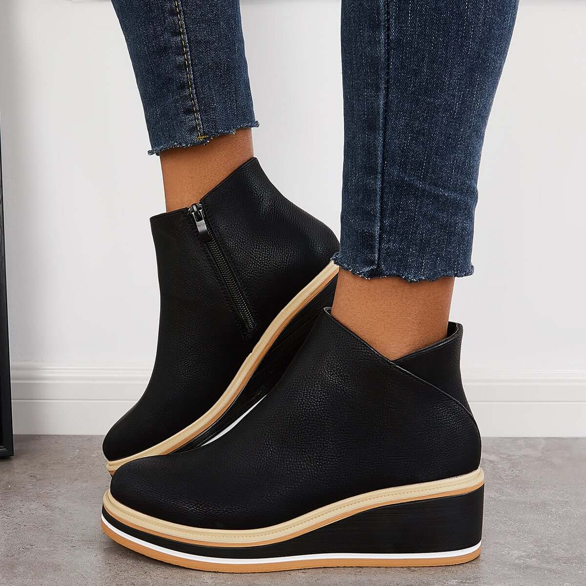 Bottines Élégantes avec Zipper pour Femmes