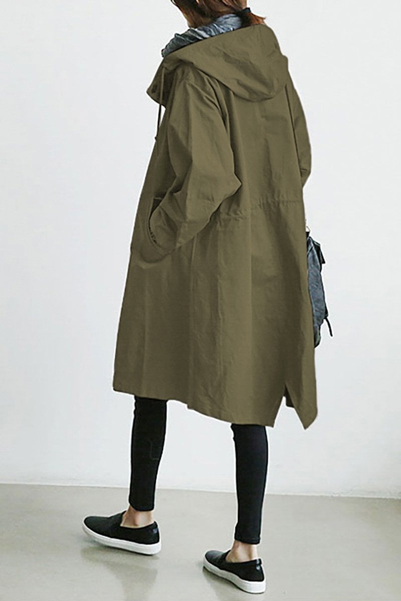 Manteau trench imperméable avec capuche pour femmes