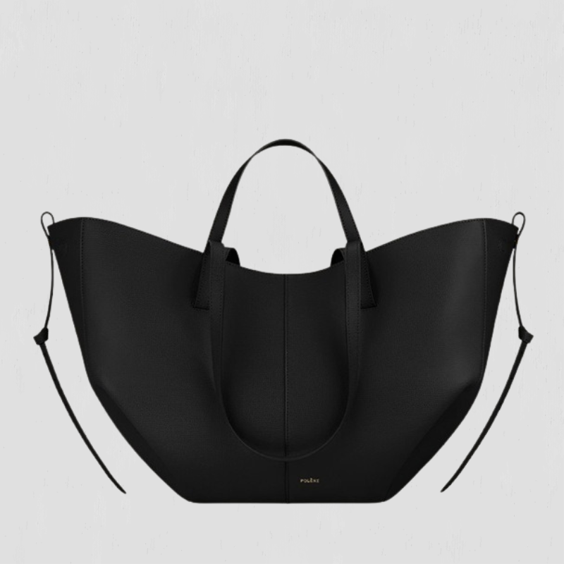 Sac Fourre-Tout Sculpté avec Côtés Plissés en Cuir pour Femmes