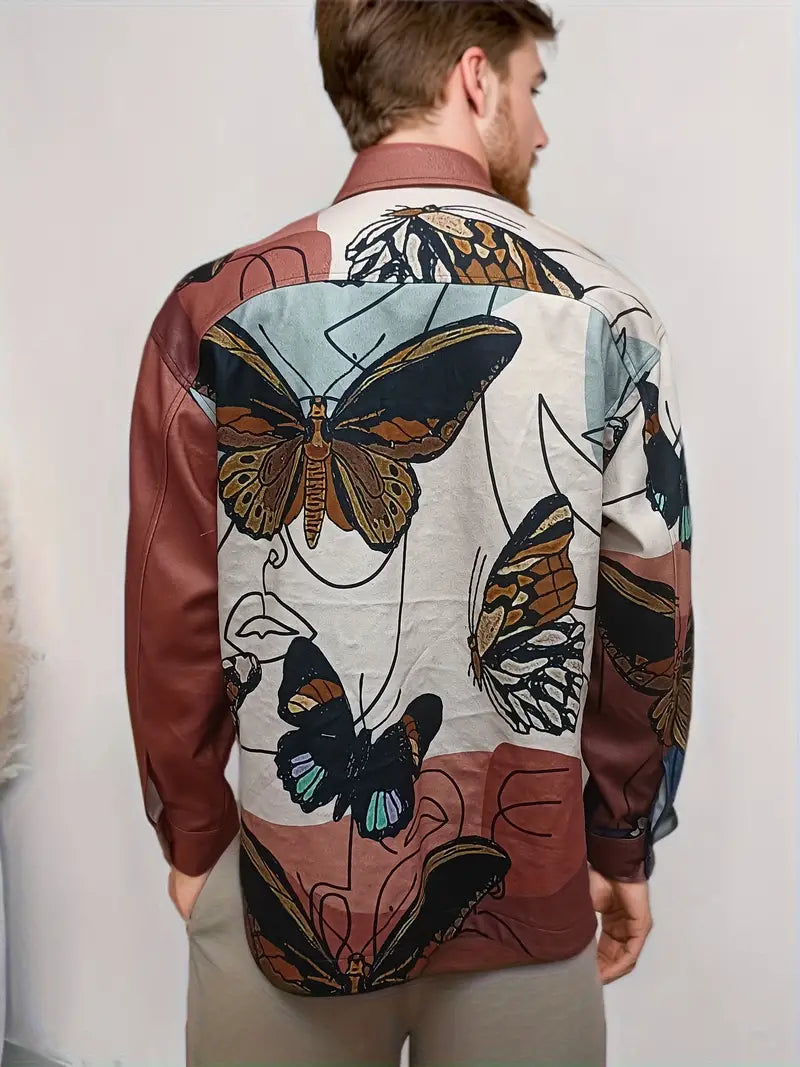 Veste à manches longues motif papillon partiel pour hommes