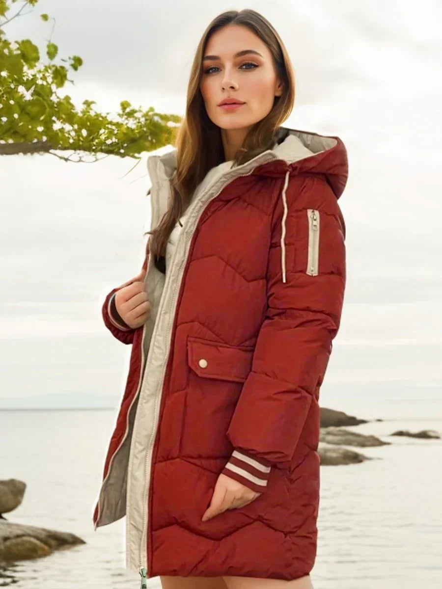 Manteau stylé avec capuche et zip pour femmes