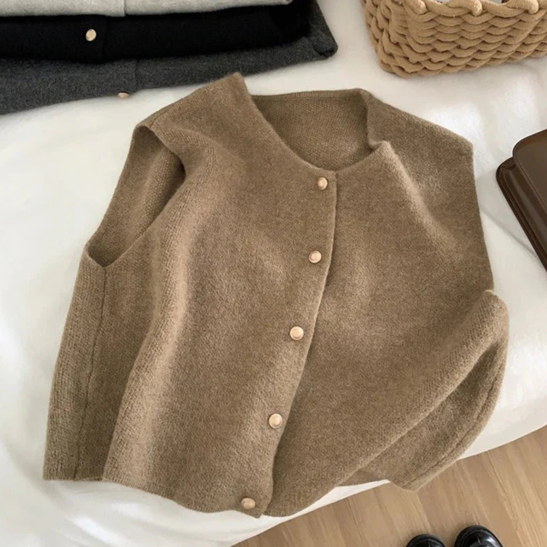 Chic Gilet sans Manches à Boutons pour Femmes