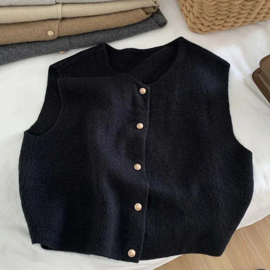 Chic Gilet sans Manches à Boutons pour Femmes