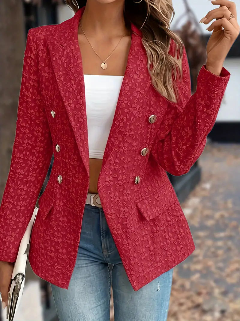 Veste blazer unie avec poches pour femmes