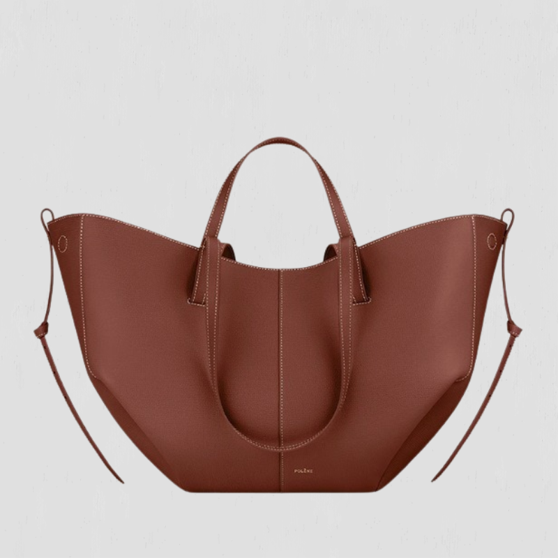 Sac Fourre-Tout Sculpté avec Côtés Plissés en Cuir pour Femmes