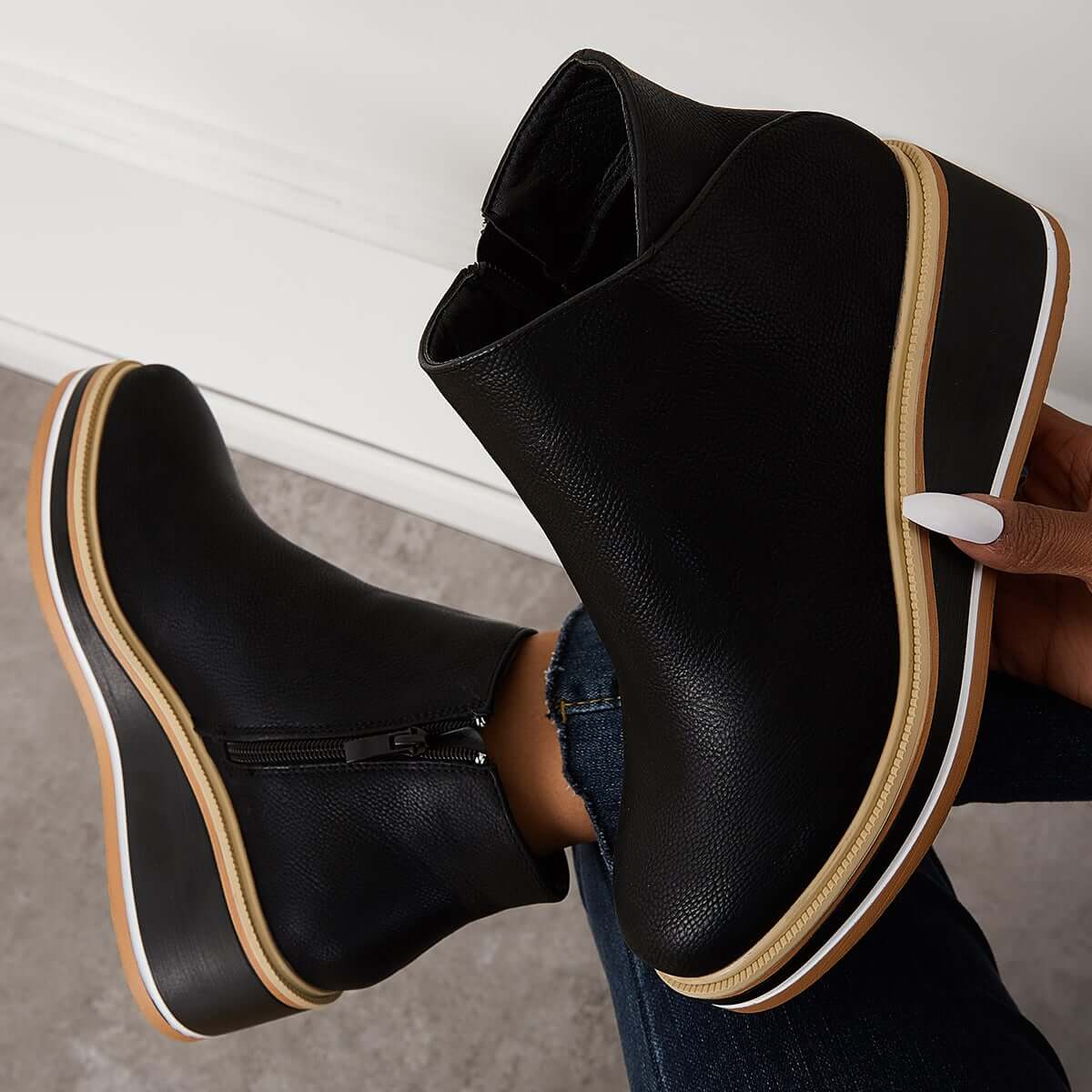 Bottines Élégantes avec Zipper pour Femmes