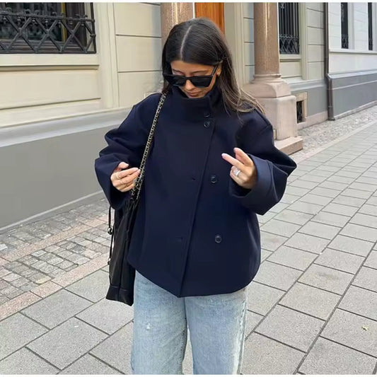 Chic Veste Courte Boutonnée pour Femmes