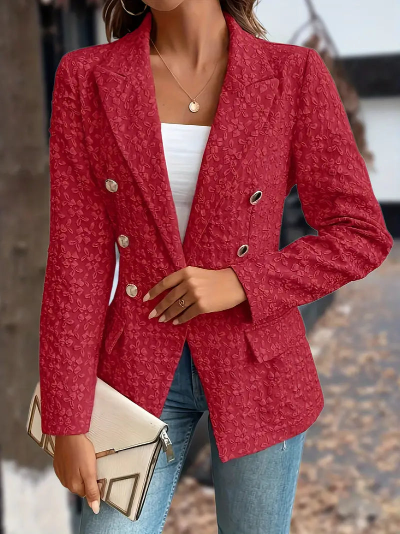 Veste blazer unie avec poches pour femmes