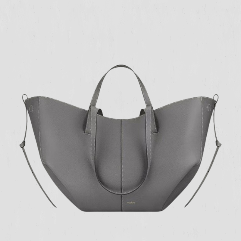 Sac Fourre-Tout Sculpté avec Côtés Plissés en Cuir pour Femmes